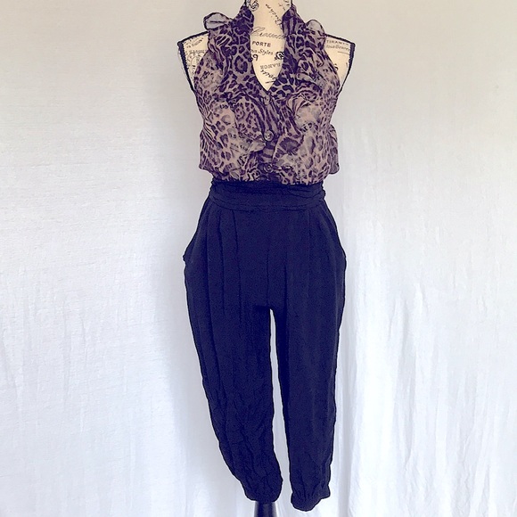 intro. Pants - INTRO. | Leopard Halter Jumpsuit | S